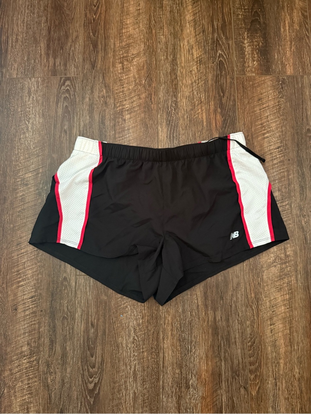 New Balance Black Athletic Shorts with White Mesh & Pink Trim